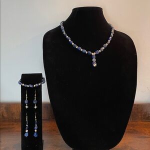 Lapis Lazuli and Sodalite Natural Gemstone Jewelry Set - Handcrafted